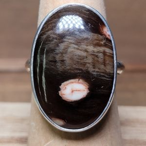 Native Peanut Jasper Gemstone Ring Size 10 Sterling Silver Boho Womens J…